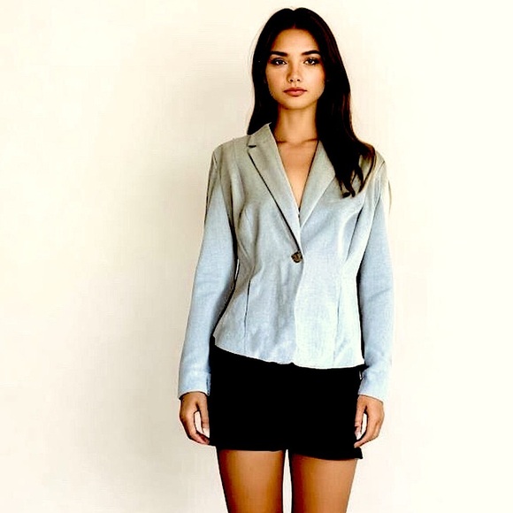 𝅺ellen Tracy Light Gray Single Button Blazer Size 8 - Picture 1 of 11